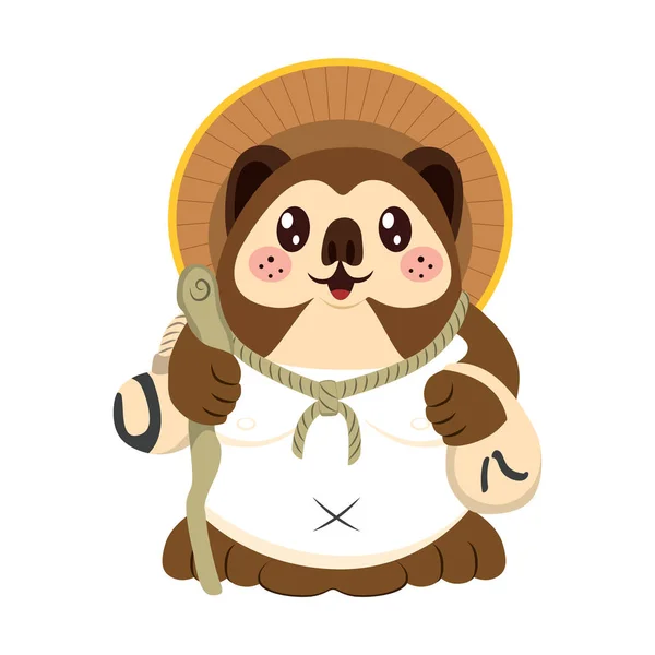 Cute Japanese Tanuki — Stock Vector