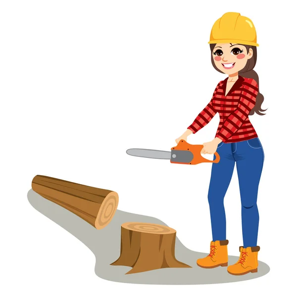 Woman Chainsaw — Stock Vector