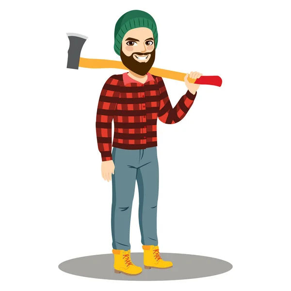 Male Lumberjack With Axe — Stock Vector