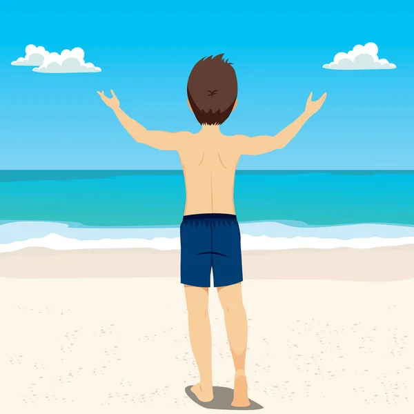 Hombre playa espalda — Vector de stock