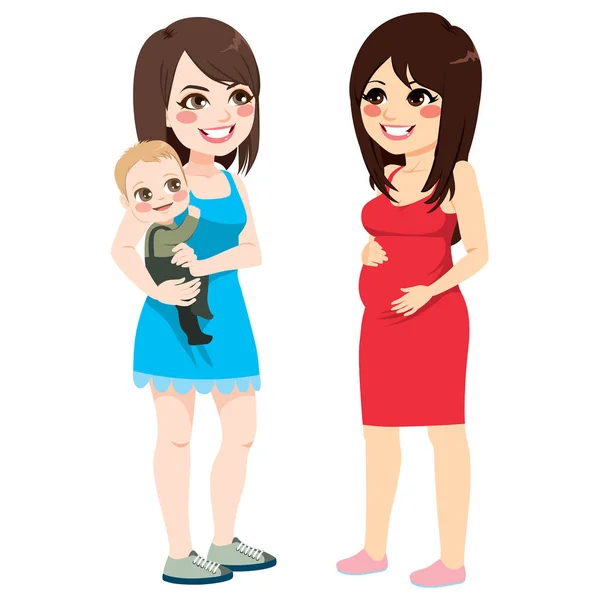 Matka i kobieta w ciąży rozmowa — Wektor stockowy