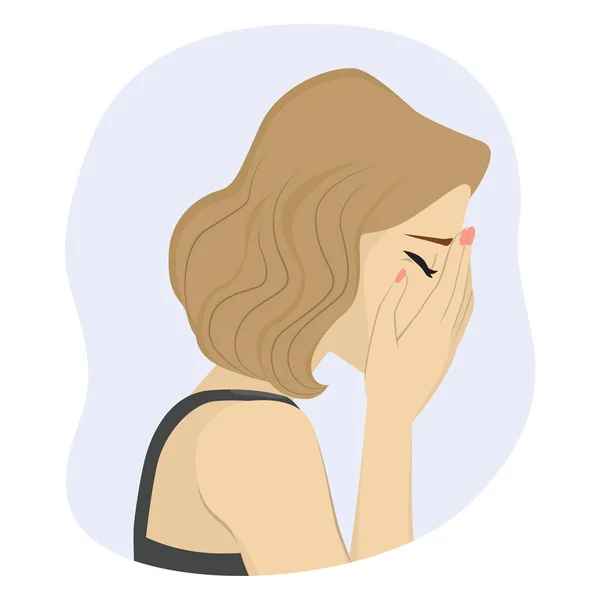 Sad Woman Crying — Stock Vector