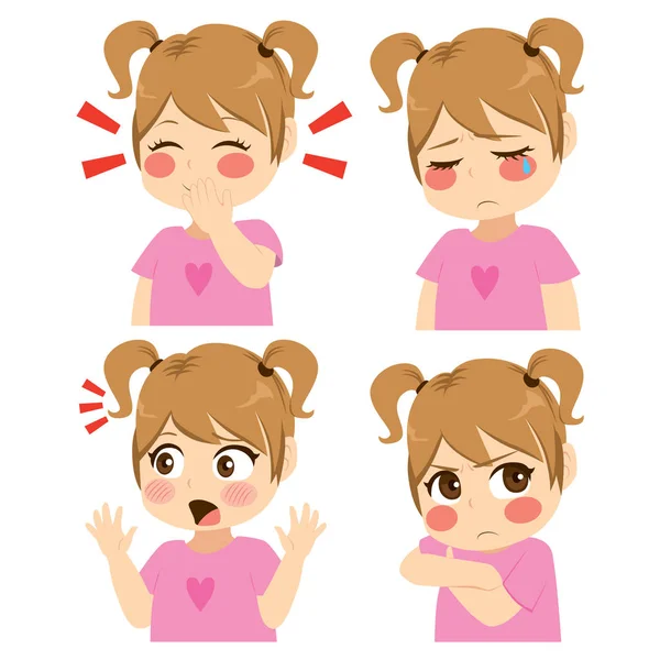 Chica cara expresión — Vector de stock