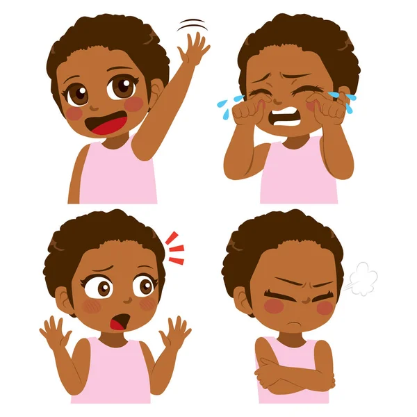 Afrikaans meisje gezicht uitdrukking — Stockvector