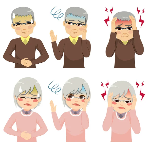 Symptômes de santé Personnes âgées — Image vectorielle