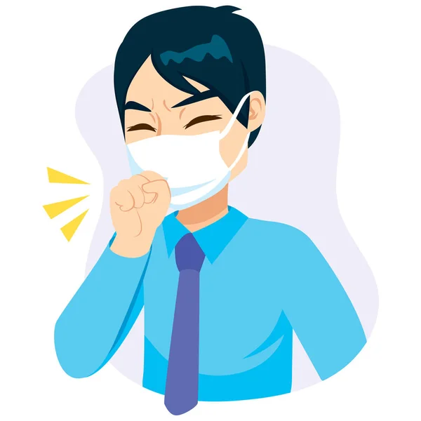 Businessman Mask Coughing — Stock Vector