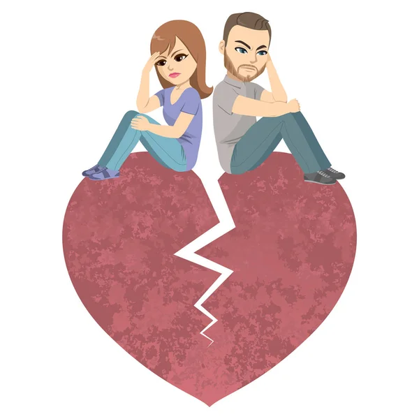 Angry Divorce Couple Heart — Stock Vector