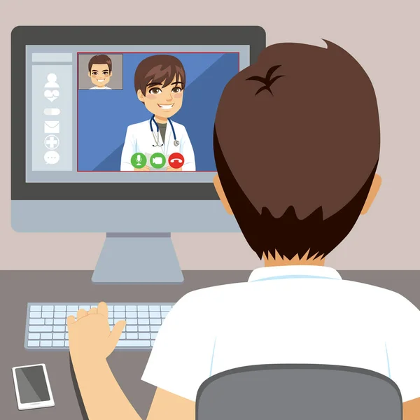 Computer online medico maschile — Vettoriale Stock