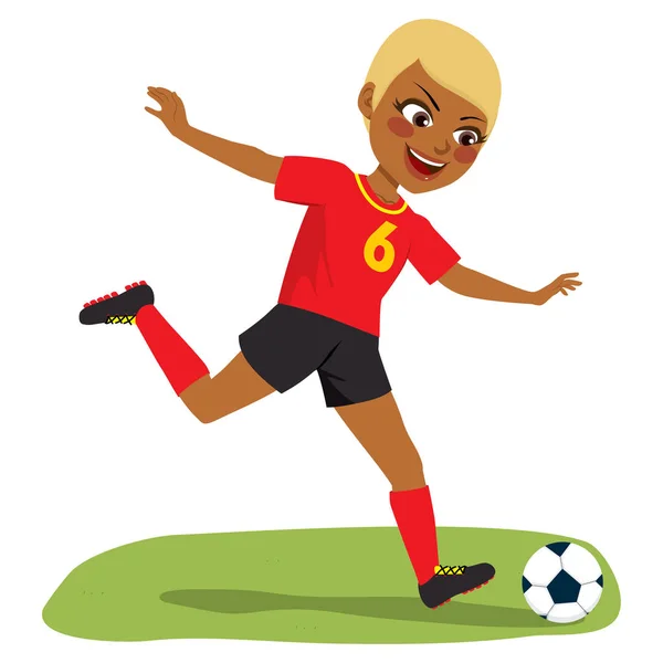 Jugador de fútbol chica jugando fútbol — Archivo Imágenes Vectoriales