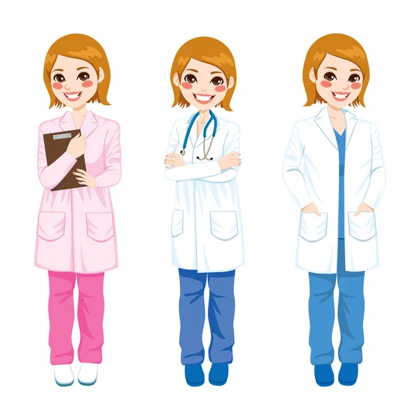Vrouwelijke arts poseren — Stockvector