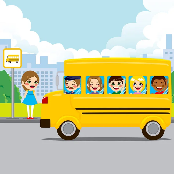 Parada de autobús escolar — Vector de stock