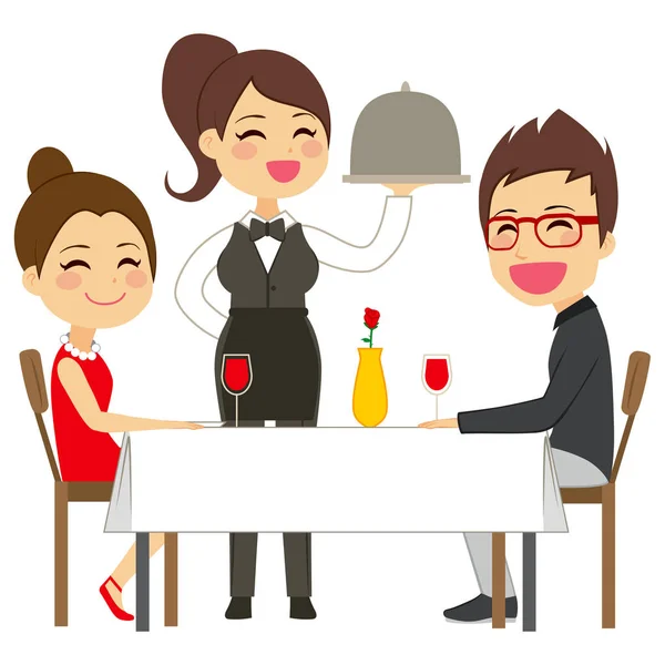 Waitress Serving Restaurant — Stock Vector