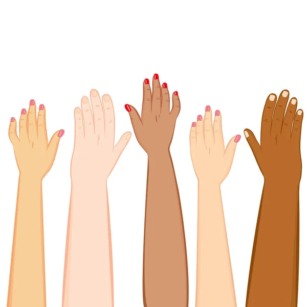 Diversity Hands Skin Tones — Stock Vector