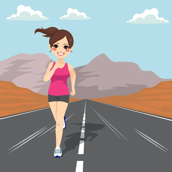 Jogging Girl Road — 스톡 벡터