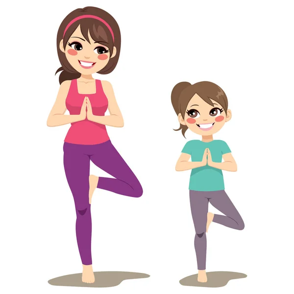 Yoga moeder dochter — Stockvector