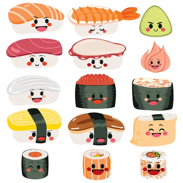 Sushi Conjunto bonito — Vetor de Stock