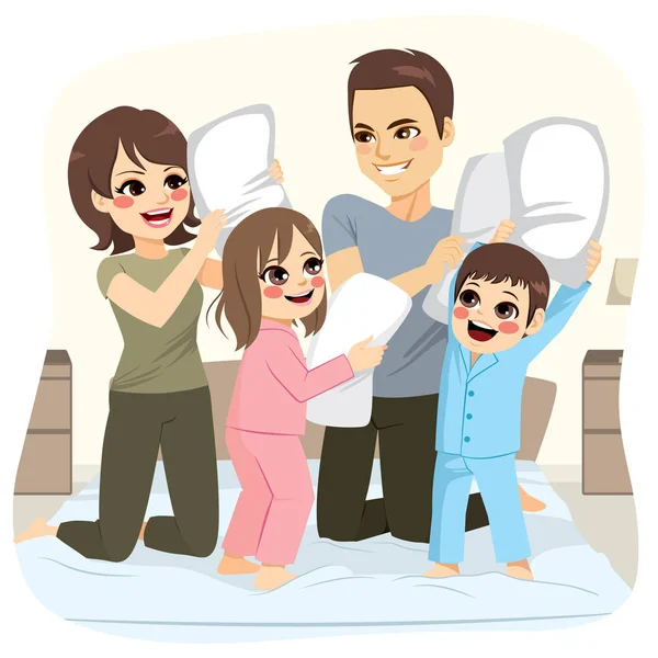 Familia almohada lucha — Vector de stock