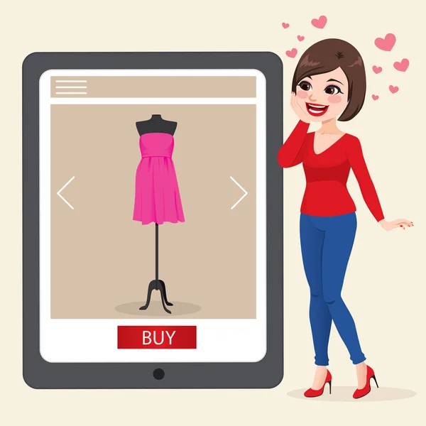 Žena nakupování online koncepce — Stockový vektor