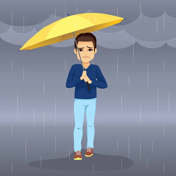 Smutny Człowiek Deszcz — Wektor stockowy