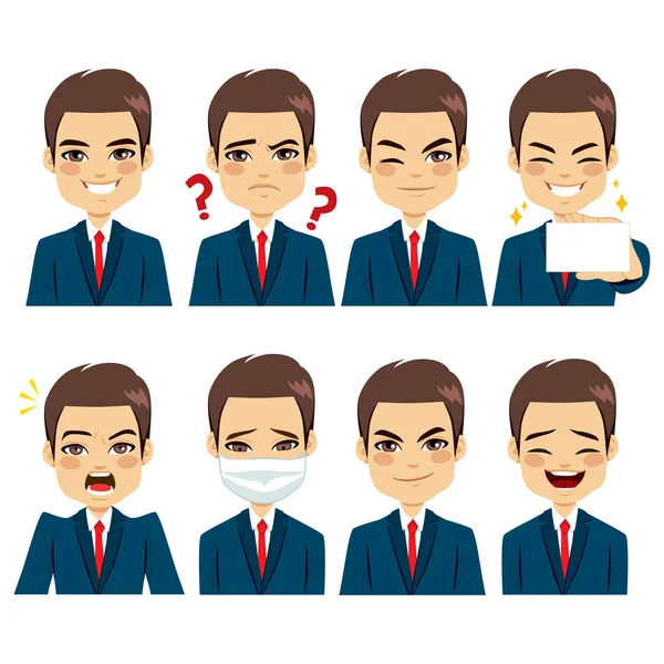 Expresiones de Empresarios Avatar — Vector de stock