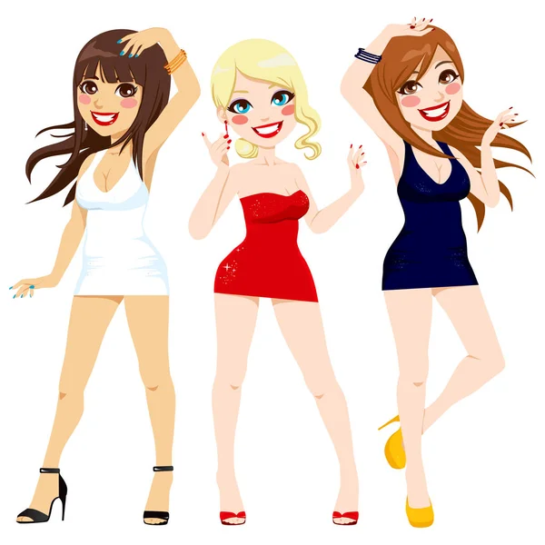 Drei tanzende Frauen — Stockvektor