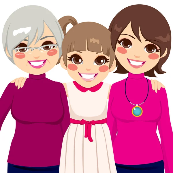 Mujeres de la familia de tres generaciones — Vector de stock