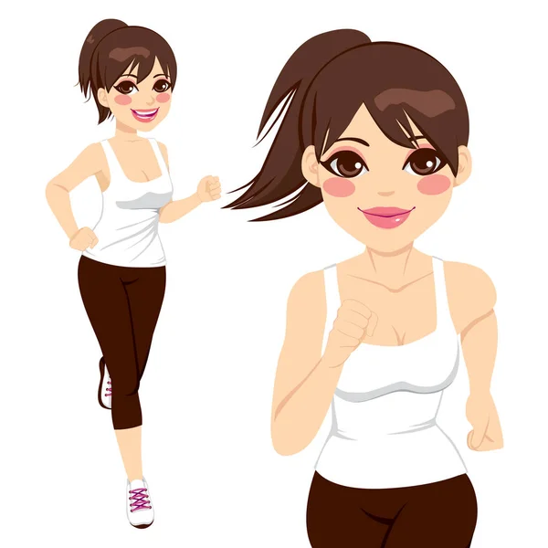 活泼的女人以两种不同的姿势奔跑 — 图库矢量图片