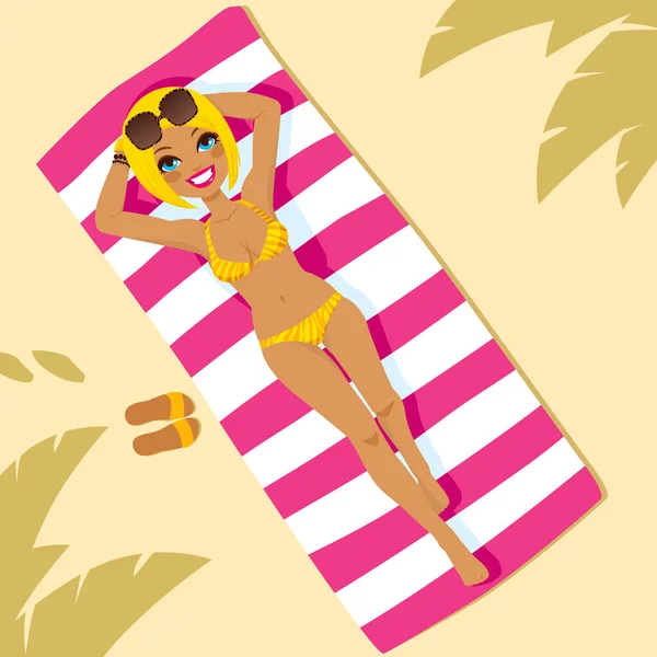 Belle Femme Blonde Avec Des Lunettes Soleil Portant Bikini Tigre — Image vectorielle