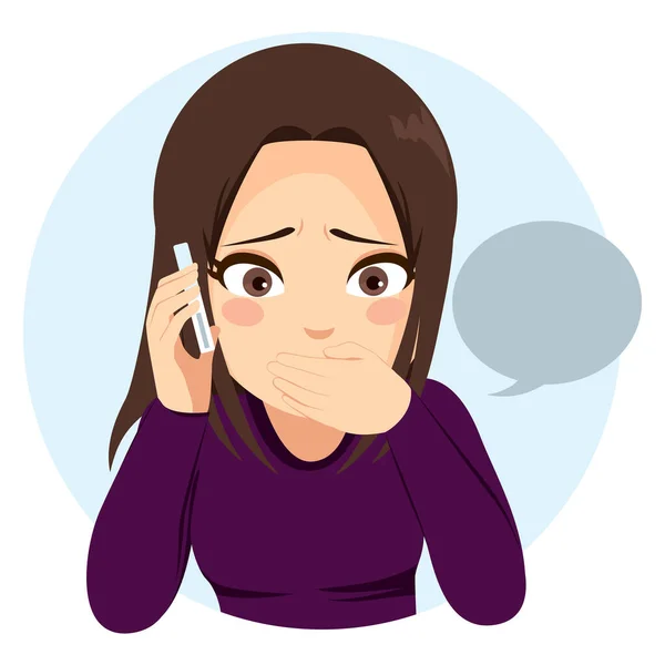 Mladý Teenager Dívka Mluví Smutný Překvapený Jejím Telefonem — Stockový vektor