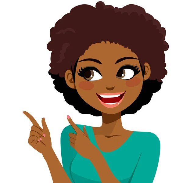 Belle Jeune Femme Afro Américaine Souriante Geste Avec Les Mains — Image vectorielle
