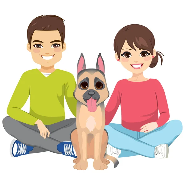 Young Couple Pet New Family Concept — Stock Vector