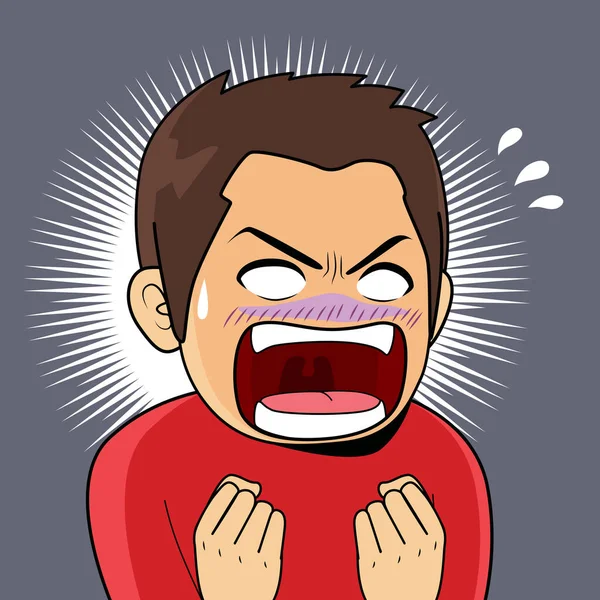 Illustration Eines Schockierten Wütenden Mannes Mit Offenem Mund Und Geballten — Stockvektor