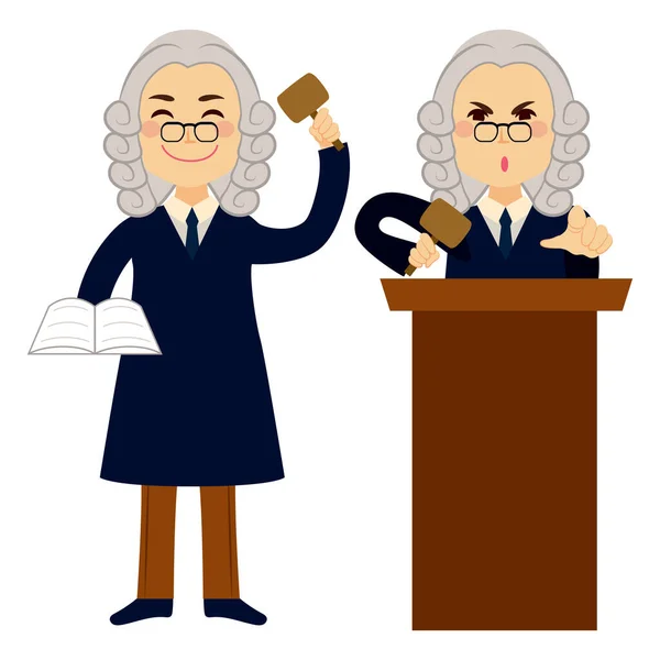 Judge Applying Law Standing Using Hammer — Stock Vector