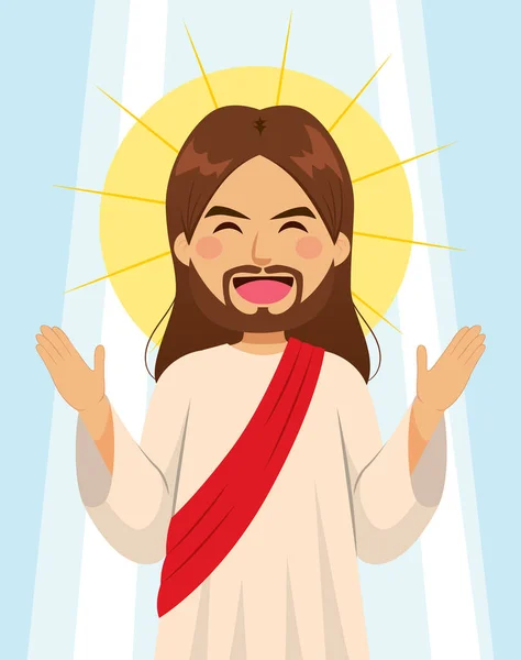 Jesucristo Hijo Dios Con Los Brazos Abiertos Aureola — Vector de stock