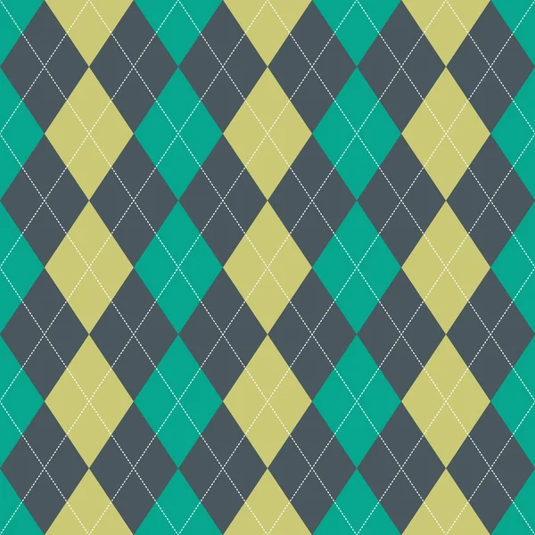 Seamless Argyle Pattern Green Colors White Dotted Lines — Stock Vector