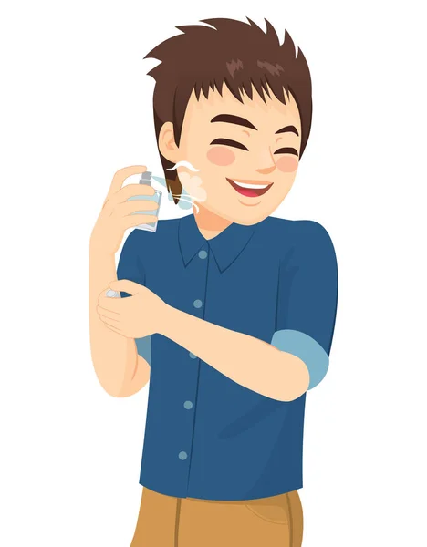 Joven Adolescente Feliz Usando Perfume Concepto Buen Olor — Vector de stock