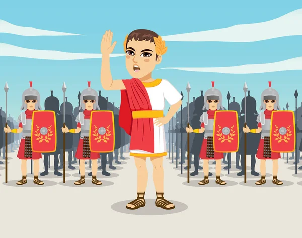 Antica Roma Fanti Legionari Dell Esercito Con Scudi Lance Sul — Vettoriale Stock