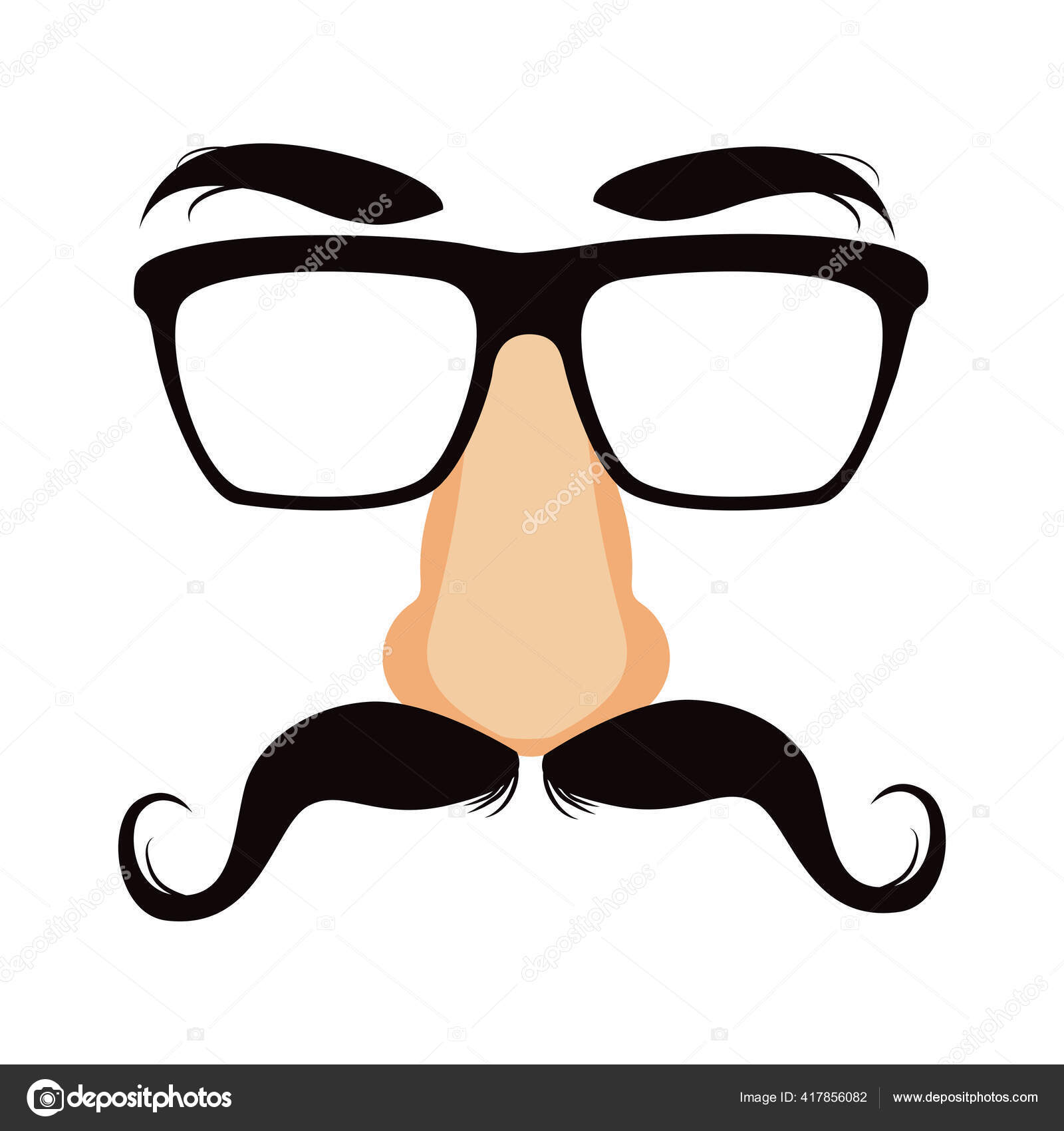 Funny Disguise Mask Glasses Big Fake Nose Mustache Heavy Eyebrows Stock  Vector Image by ©Kakigori #417856082
