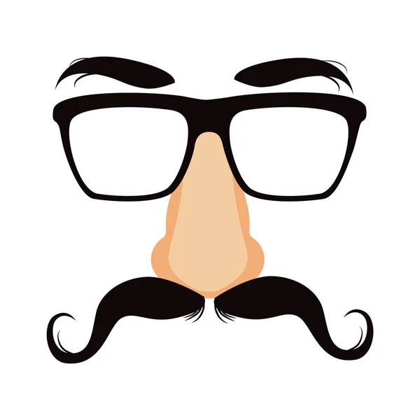 戴眼镜 假鼻子 眉毛浓密的滑稽面具 — 图库矢量图片