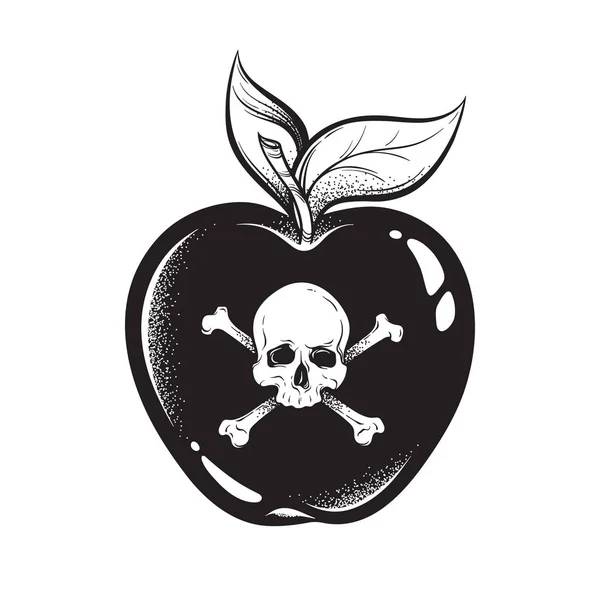 Poison Apple Vonalas Pont Munka Kézzel Rajzolt Vektoros Illusztráció Boho — Stock Vector
