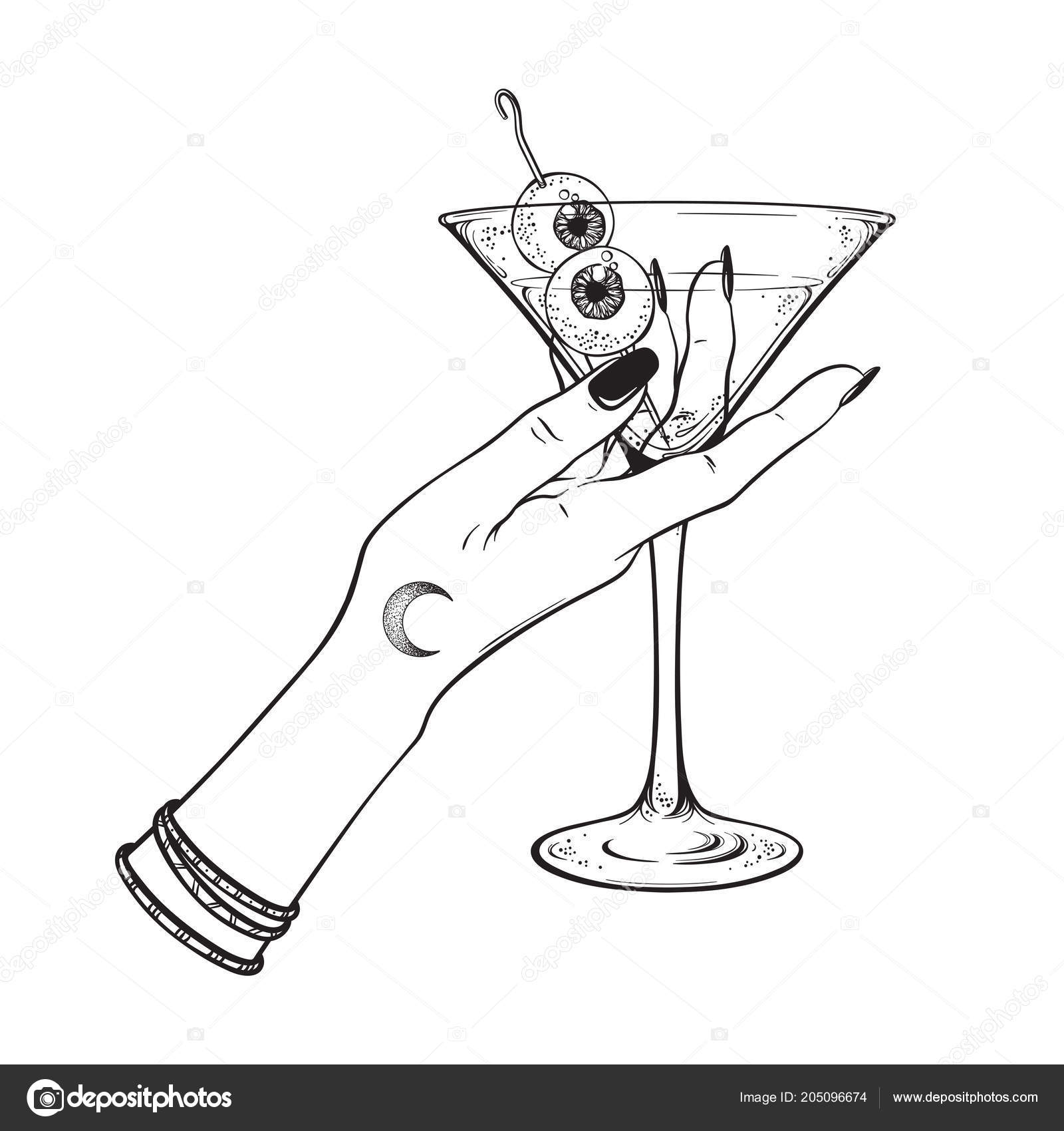 Martini Eyeballs Cocktail Hand Witch Halloween Design Line Art Vector Stock Vector Image by ©Croisy #205096674 Martini Eyeballs Cocktail Hand Witch Halloween Design Line Art Vector Stock Vector Image by ©Croisy #205096674