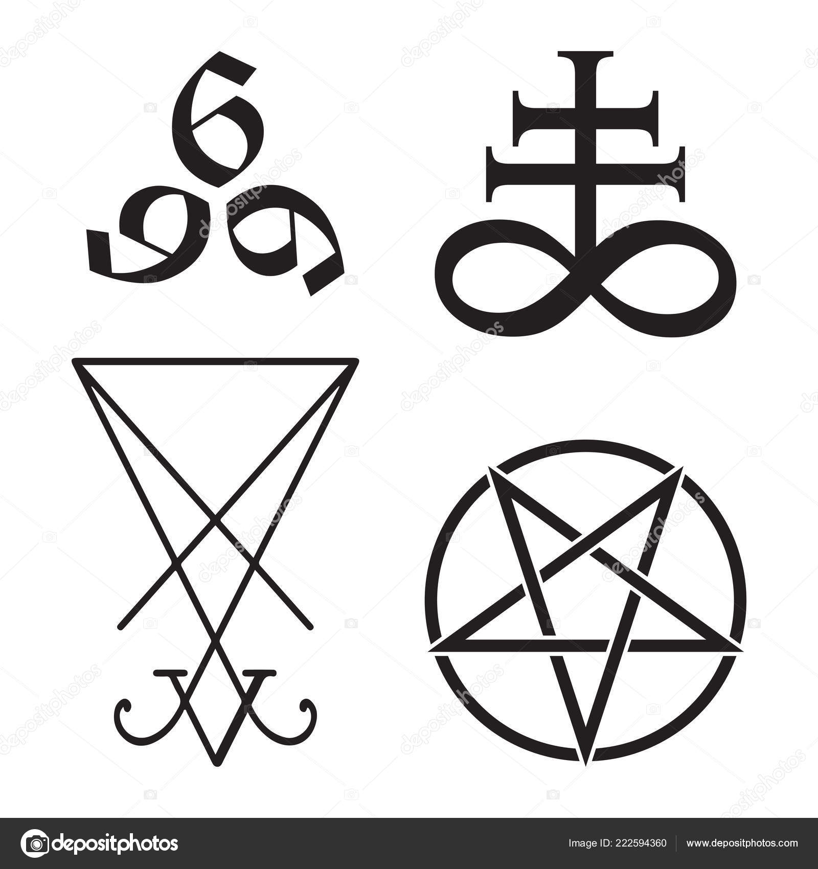 Set Occult Symbols Leviathan Cross Pentagram Lucifer Sigil 666 Number Stock Vector by ©Croisy 222594360