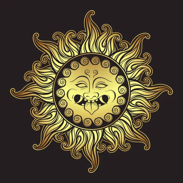 Medusa Gorgók Arany Fej Láng Kézzel Rajzolt Vonal Művészet Dot — Stock Vector