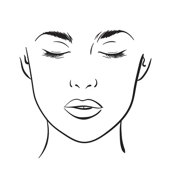 Vackert Kvinnoporträtt Ansiktsdiagram Makeup Artist Blank Mall Vektorillustration — Stock vektor