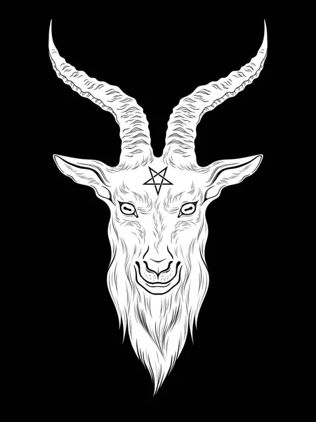 Baphomet demonio cabra cabeza dibujado a mano impresión o blackwork ...