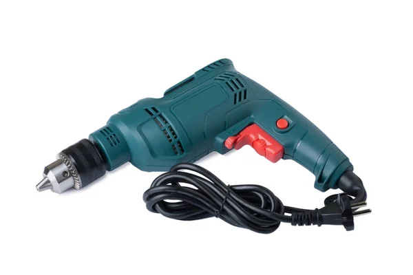 Elektrik matkabı beyaz arkaplanda izole edildi