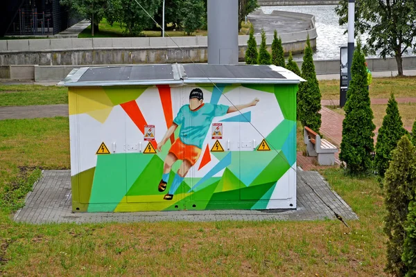 Kalininingrad Rusia Junio 2018 Graffiti Con Imagen Del Jugador Fútbol — Foto de Stock