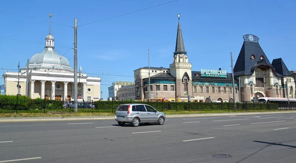 Moskva Ryssland Maj 2018 Yaroslavl Station Och Tunnelbanestationen Komsomol Solig — Stockfoto