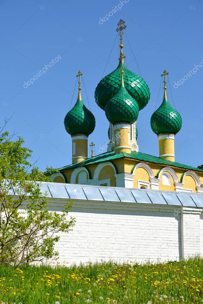 Domes of Church of the Beheading of St. John the Baptist in Alekseevsky convent. Uglich, Yaroslavl region