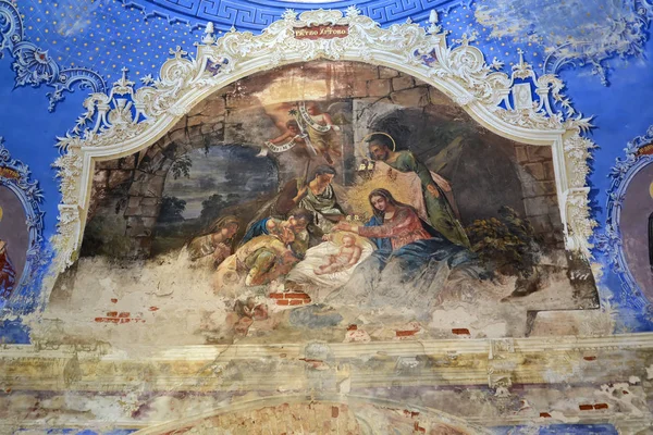 Fresco Boże Narodzenie Ścianie Kościoła Fedorovsky Ikony Matki Bożej Uglich — Zdjęcie stockowe
